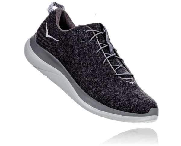 Hoka One One Hupana Flow Wool Womens UK - Dark Grey Road Running Shoes - YVQGX0962